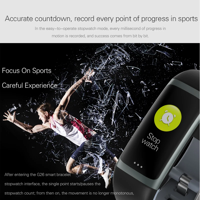 Оригинальный Смарт-браслет G26 фитнес-трекер с цветным экраном водонепроницаемые