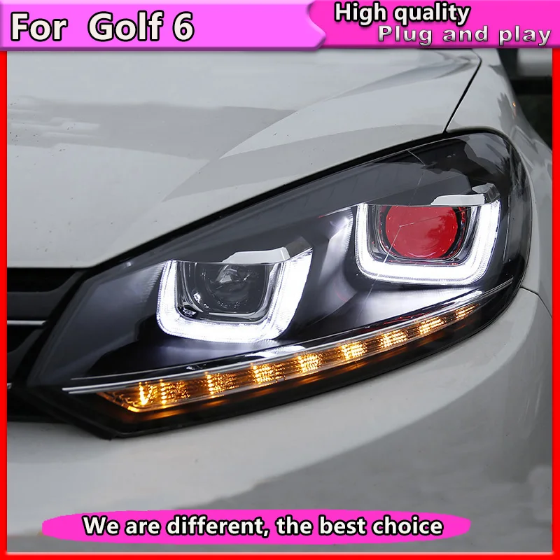 Автомобильный Стайлинг для VW Golf 6 2009-2013 светодиодный налобный фонарь для MK6 Golf 6 светодиодный DRL Bi-Xenon HID динамический сигнал поворота