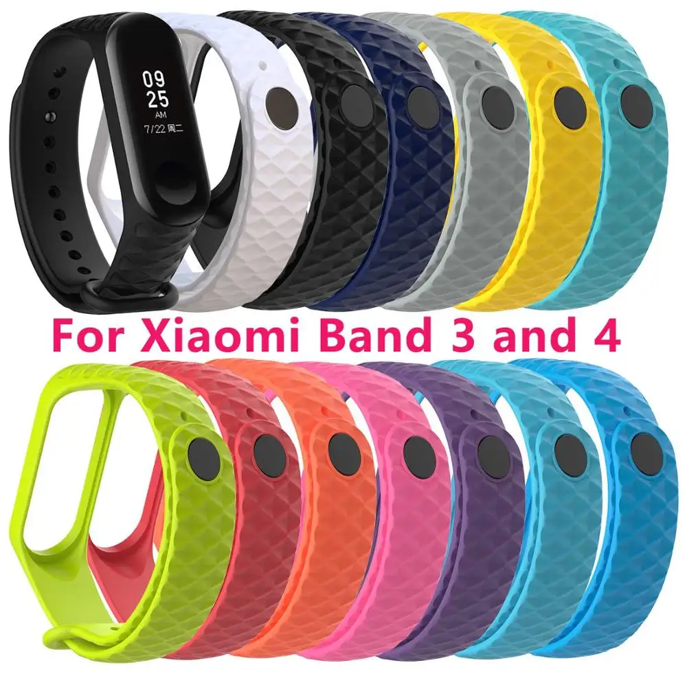 Браслет для Xiao mi Band 3 4 силиконовый ромб сменный ремешок Xio mi Xaio mi Xia mi xaomi mi xaiomy женский и мужской браслет