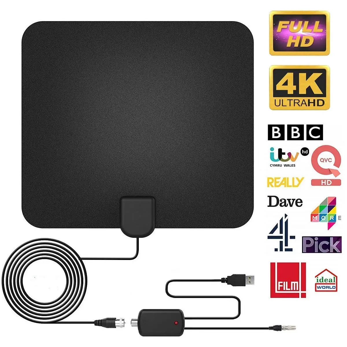 HDTV Indoor TV Antenna with Signal Amplifier Booster Aerial Freeview TDT Cable Television Satelite 120 Miles Range | Электроника