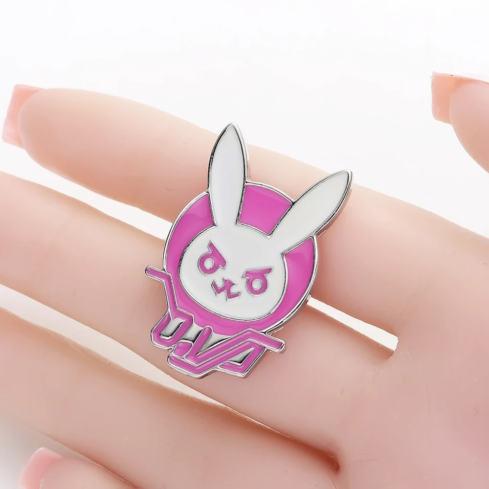Overwatch игра Dva кролик Металлическая Булавка розовый трендовые ювелирные изделия
