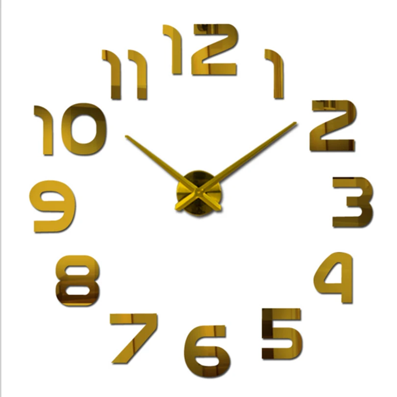 Новинка акриловое зеркало Diy настенные часы настенные наклейки Reloj De Pared Horloge большие декоративные кварцевые часы современный дизайн - Цвет: Золотой