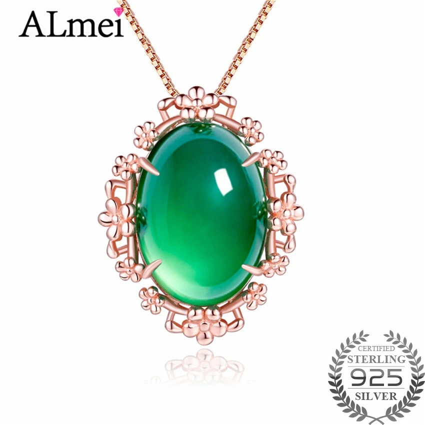 Ожерелье из халцедона с камнями Almei 16ct зеленые овальные круглые подвески для шеи