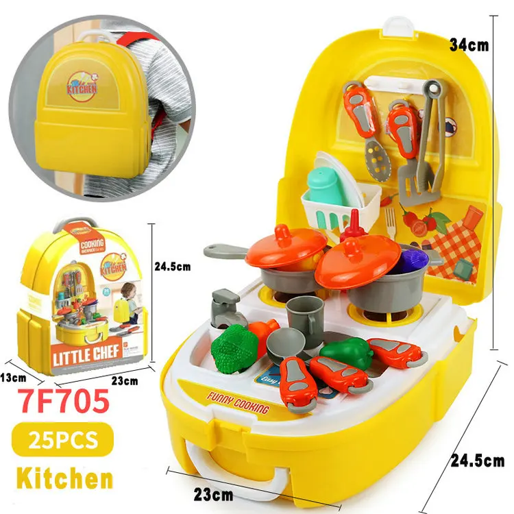 7F705 KITCHEN Детская кухонная Игрушка Доктор/комод/Шахматы/мороженое ролевые игры Рюкзак Детские игрушки для девочек мальчиков 3 года - Цвет: 7F705 KITCHEN