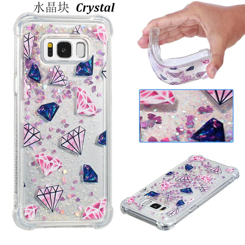 Crystal Зыбучие пески чехол для samsung J1 J3 J5 J7 J120 J310 J510 J710 J700 чехол для телефона течет с изображениями искрящихся влажным блеском оболочки Мягкий ТПУ чехол с мультипликационным рисунком - Цвет: Crystal