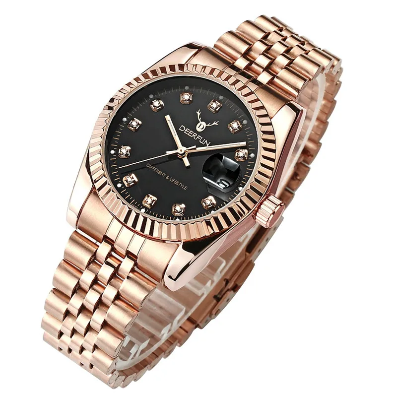 Роскошные Rolexable модные женские часы черные повседневные Кварцевые водонепроницаемые наручные часы розовое золото Reloj Mujer Часы - Цвет: 9