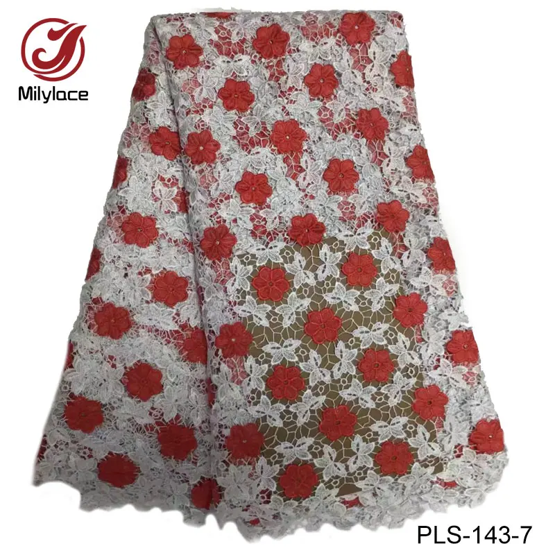 Handmade guipure lace fabric flowers embroidery / black and white african PLS-143 | Дом и сад