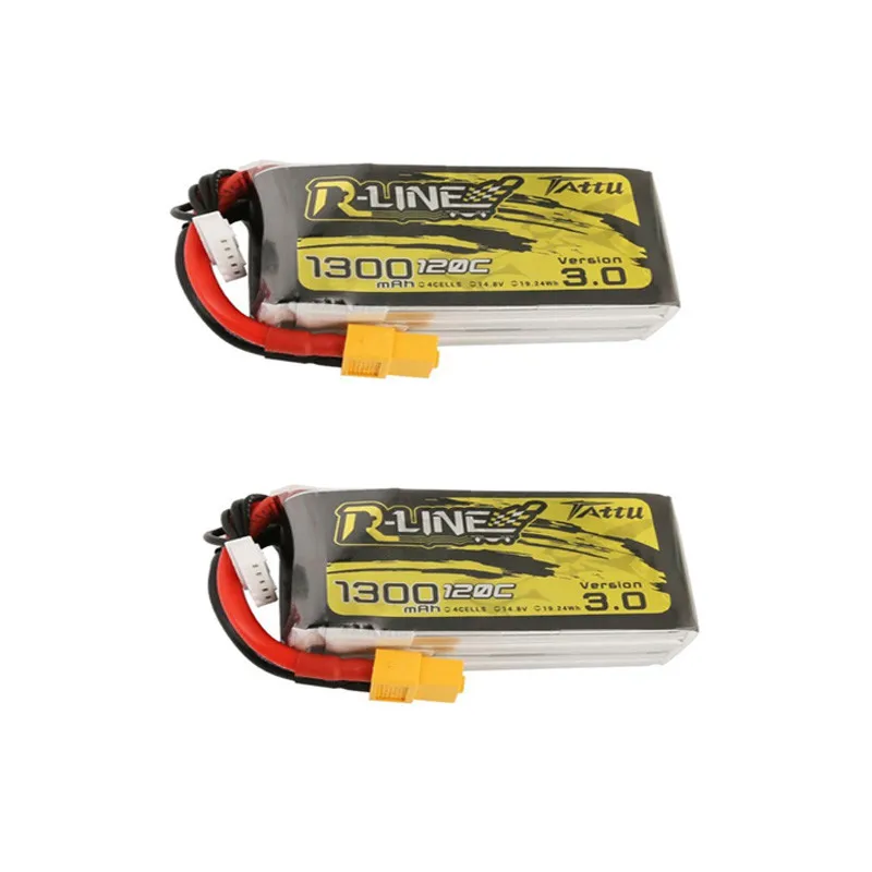 2PCS 1300mAh 1/2/4 шт. татту R-LINE Версия 3,0 14,8 V 1300 мА-ч/1550 мА/ч, 120C 4S Lipo Батарея XT60 разъем для FPV RC модели запасные части DIY Радиоуправляемый квадрокоптер - Цвет: 2PCS 1300mAh