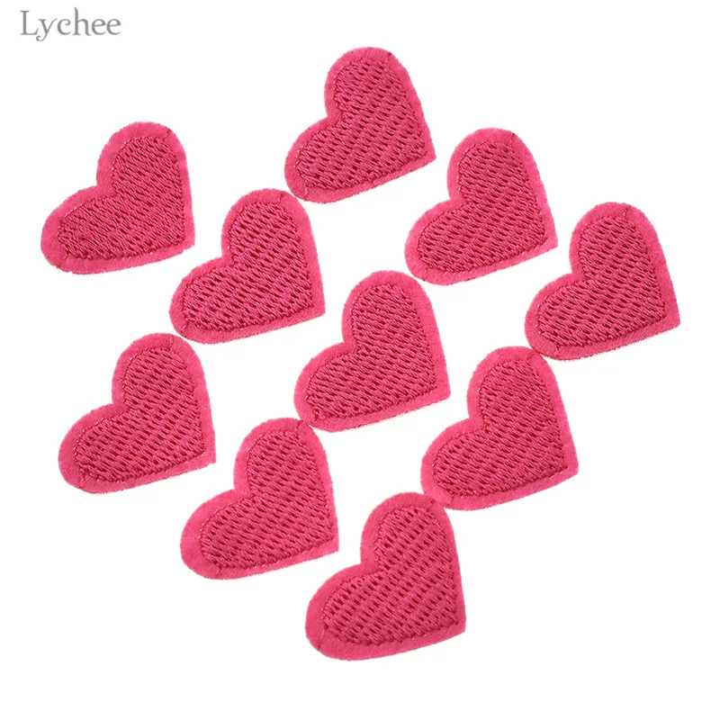 Lychee 10 шт. нашивка в виде розового сердца для одежды пришивные аксессуары одежда