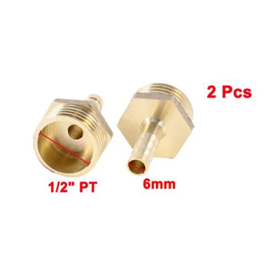2PCS Brass 6mm Air Gas Pipe Hose Barb 1/2&quot PT Male Thread Couplings Adapter | Обустройство дома