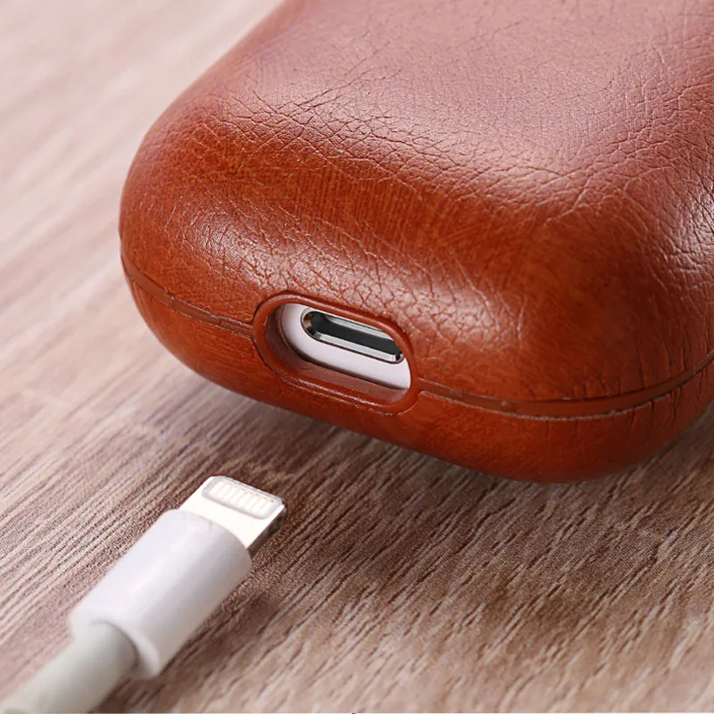 Кожаный силиконовый Bluetooth беспроводной чехол для наушников AirPods защитный