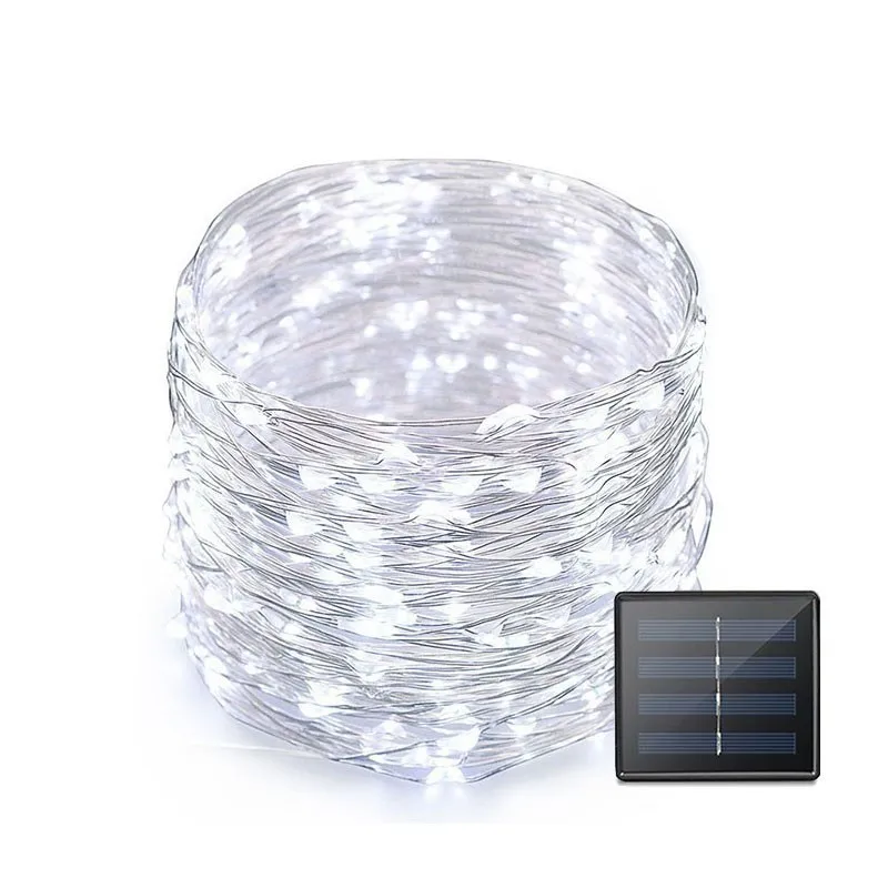 DCOO 100/150 LED Солнечная Звездная гирлянда, медная проволока, освещение в помещении, наружное освещение для сада, свадьбы, Рождества, сделай сам, Декор - Испускаемый цвет: Белый