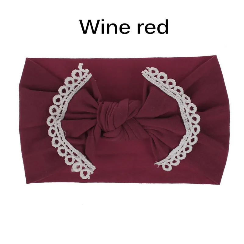 wine red Модные Ободки для девочек с бабочками с отделанным узлом, бант для волос нейлоновая повязка для волос/бант/ободок с помпонами детская головная повязка с узлом на макушке помпон - Цвет: wine red