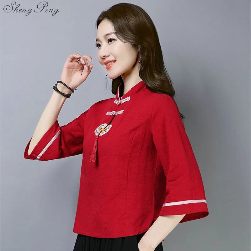 Новинка 2019 традиционная китайская одежда костюм Тан Ципао топ женские