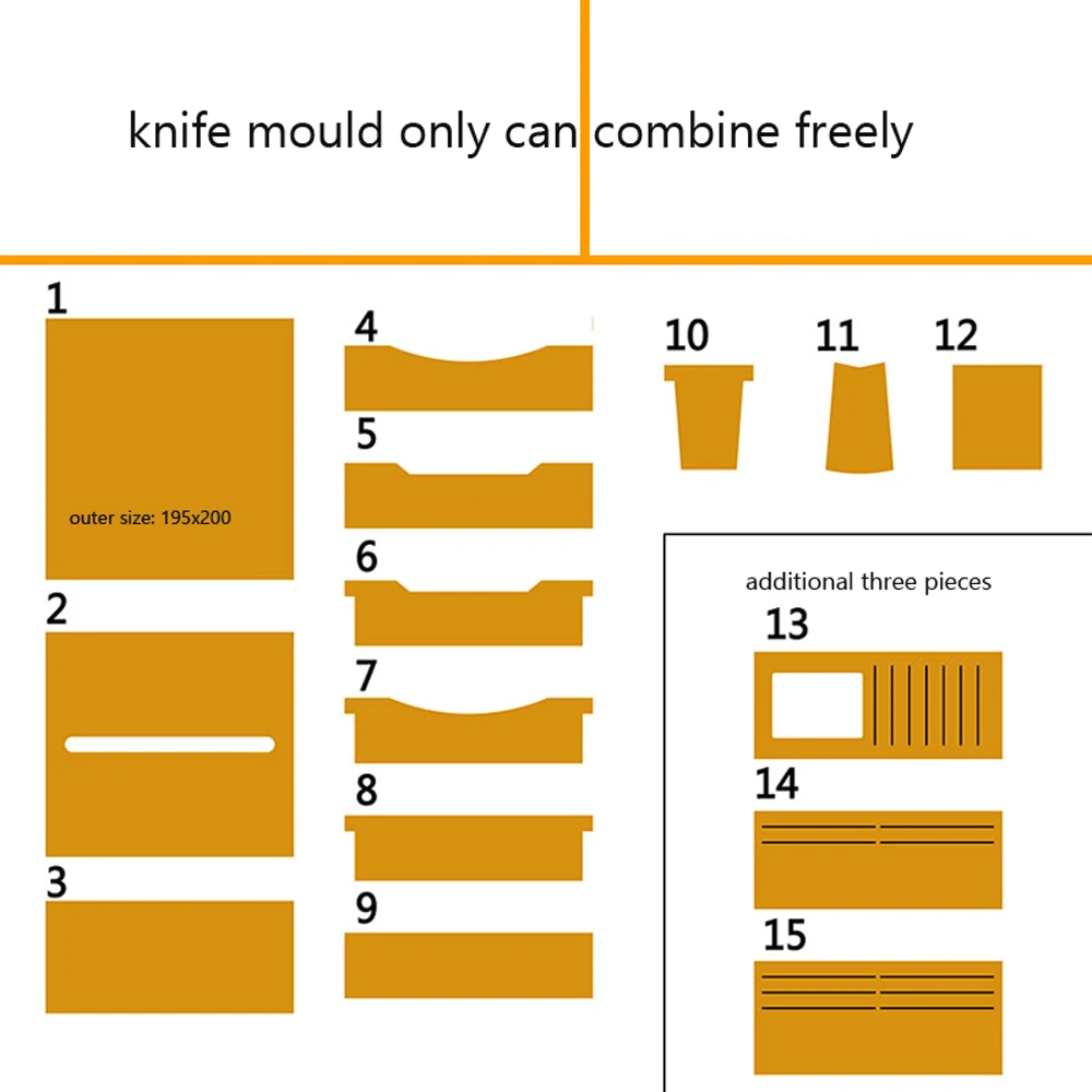 

DIY leather long wallet free combine knife mould set die cut handpunch tool template 12/15pieces