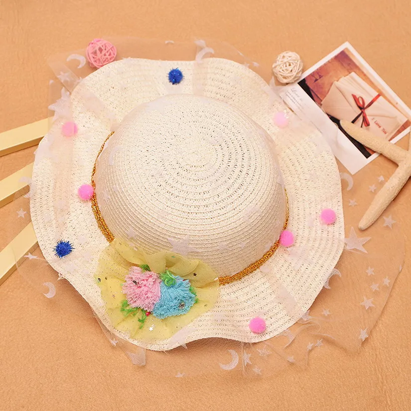 ГОРЯЧАЯ! дети Звезда Марлевые Цветы Солнце Пляж Visor Шляпы Моды Милые Девушки