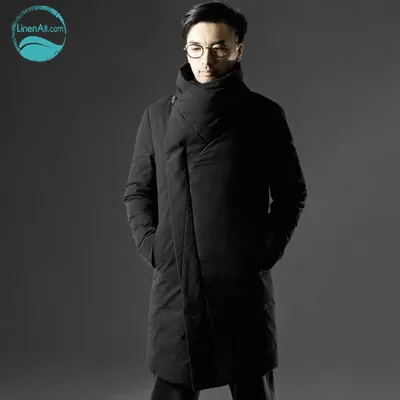 

LinenAll men's clothing turtleneck down outerwear male winter thickening thermal down overcoat male medium-long down coat QF