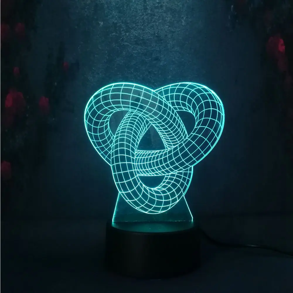 Double Ring 3D Night Light Visual Creative Dynamic Alternating LED luminous small table bedroom cafe lamp birthday holiday gifts | Лампы и