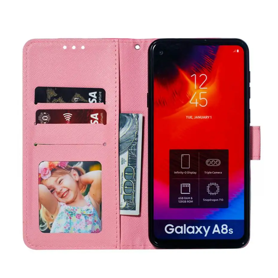 PU Leather Phone Case For Samsug Galaxy A8S Wallet Painted Cases 3D Vision Flip Cover | Мобильные телефоны и аксессуары