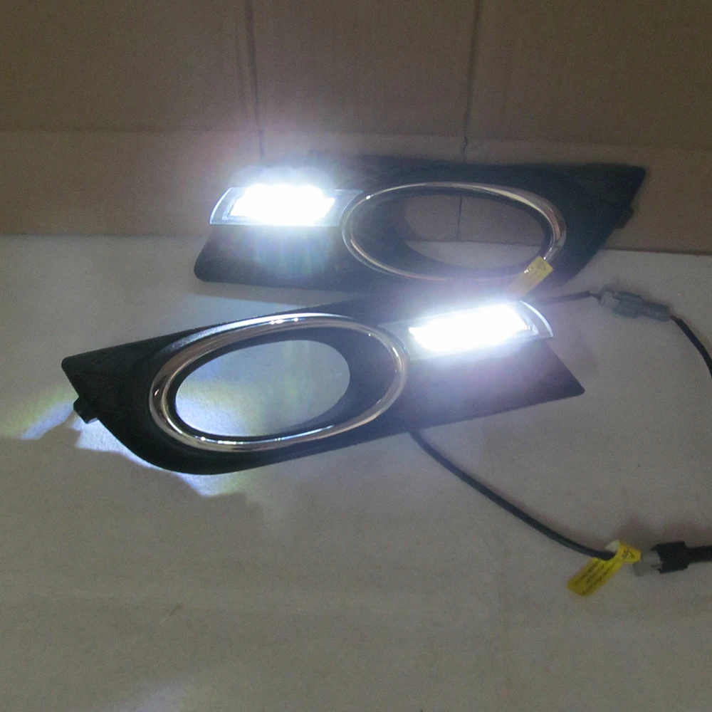 

ECAHAYAKU LED DRL Daytime Running Lights with Relay White beam Daylight For Honda Civic 9th 2012 2013 2014 Fog Lamp Covers hole