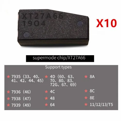 

KEYECU 10PCS/LOT VVDI Supermode Chip / XT27A66 Convertible 4C 4D 44 46 47 48 49 8A 8C 8E T5 Automobile Anti-Theft Chip