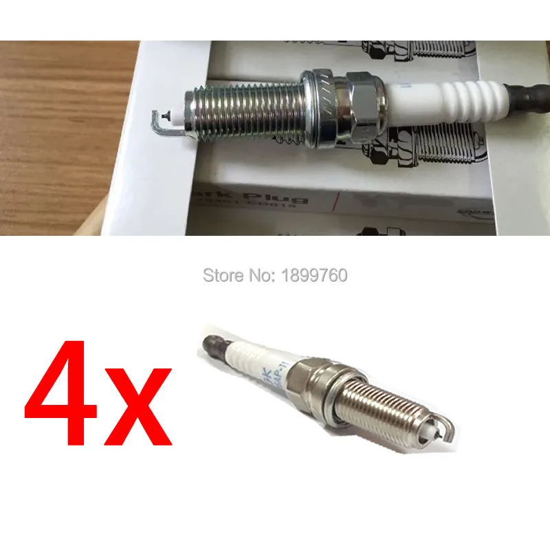 Набор из 4 платиновых свечей зажигания для Micra March Note Tiida X-Trail Cube Part # LZKAR6AP-11 22401-ED815 |