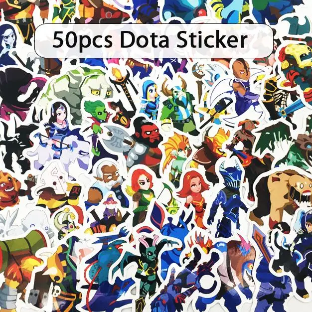 50 шт./лот Dota игра мультфильм наклейки для мотоцикла телефон чемодан крутой Ноутбук Граффити Наклейки Скейтборд детские игрушки наклейки