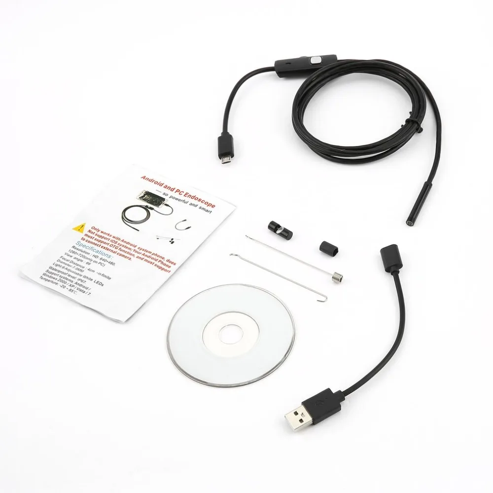 5 мм 3 м фокус эндоскопа камера объектив USB кабель Водонепроницаемый 6 LED Мини