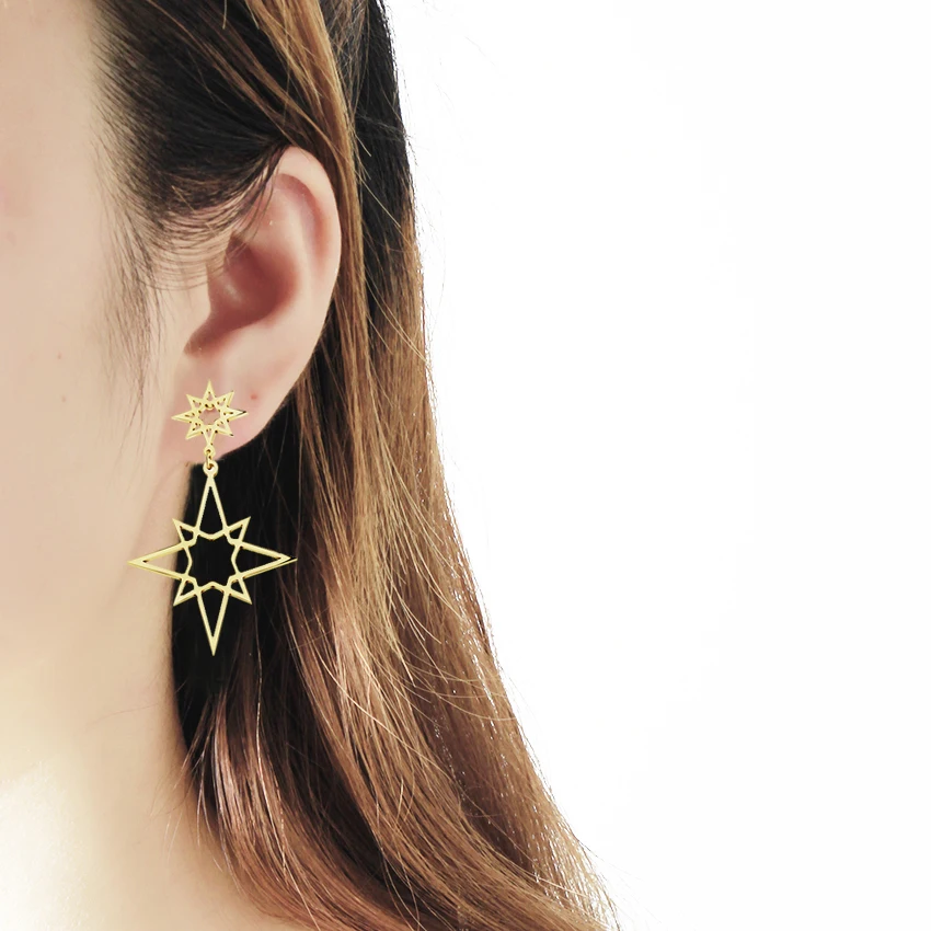 Женские серьги-подвески из нержавеющей стали золотого и серебряного цвета |