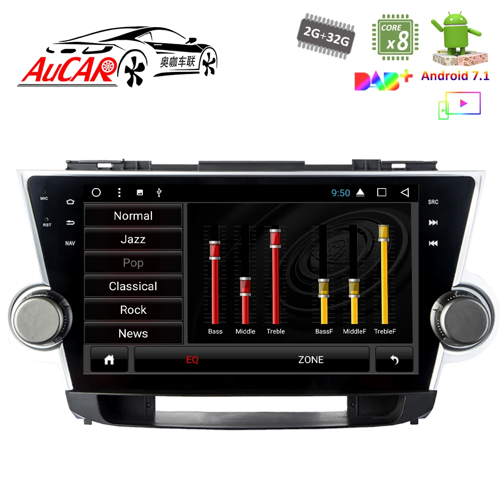 Android 8 1 10 &quotGPS навигационная система для Toyota Highlander 2008-2014 автомобильный DVD плеер AUX