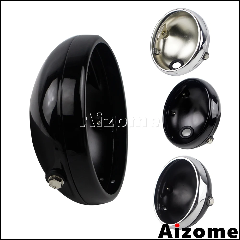Черный мотоцикл 7-дюймовый корпус фары круглый светодиодный налобный фонарь для