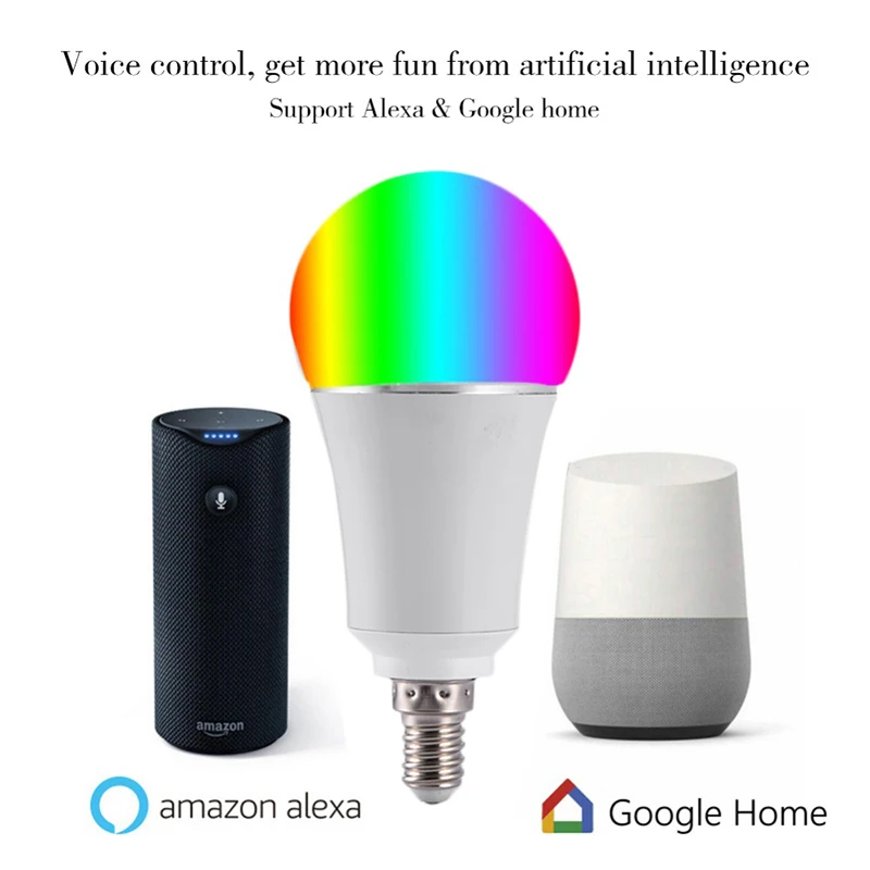 7 Вт беспроводная WiFi умная Светодиодная лампа E14 RGB поддержка Alexa Google Home Голосовое