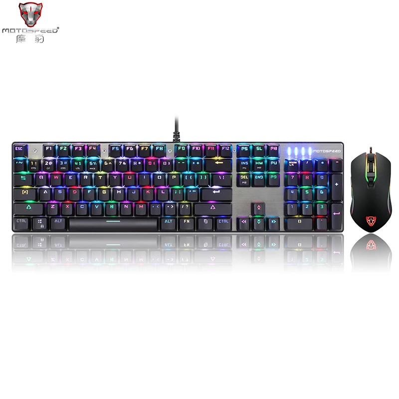 Motospeed CK888 игровая Проводная клавиатура с USB RGB подсветкой механическая мышь комбо
