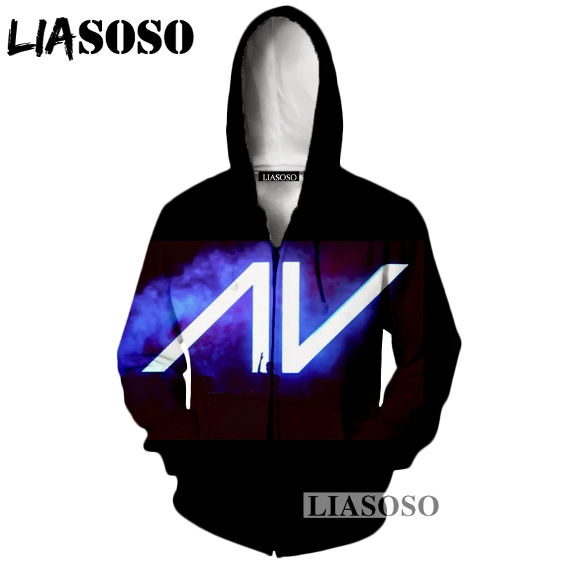 4 LIASOSO Новая мода Для мужчин Для женщин 3D принт DJ певица Avicii молнии с капюшоном унисекс Повседневное с длинными рукавами пальто хип-хоп толстовка a029-08 - Цвет: 4
