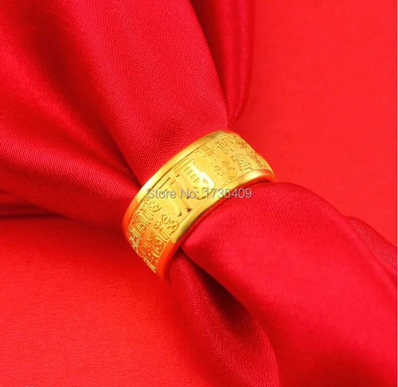 

NEW ARRIVE Solid 999 24K Yellow Gold / Blessing Fu Design Ring / 15.5g