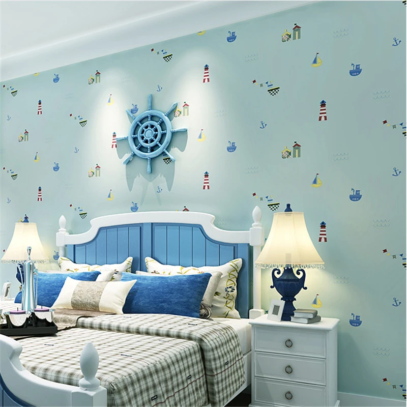 

beibehang Modern minimalist cartoon boy bedroom non-woven wallpapers Warm home bedroom girl cartoon decorative wallpapers