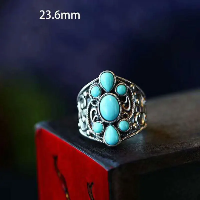 Кольца RADHORSE из серебра 925 для женщин, изысканное украшение, турквуаз, стиль Непала, ручная работа, стерлинговое серебро, регулируемые.