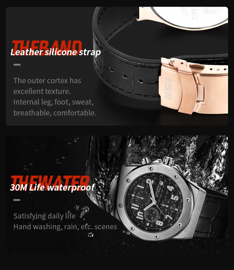 BAOGELA Homme Nouveau кварцевый браслет Montres, Chronographe, дизайнерский, светящийся, мужской, Cuir браслет, Relog
