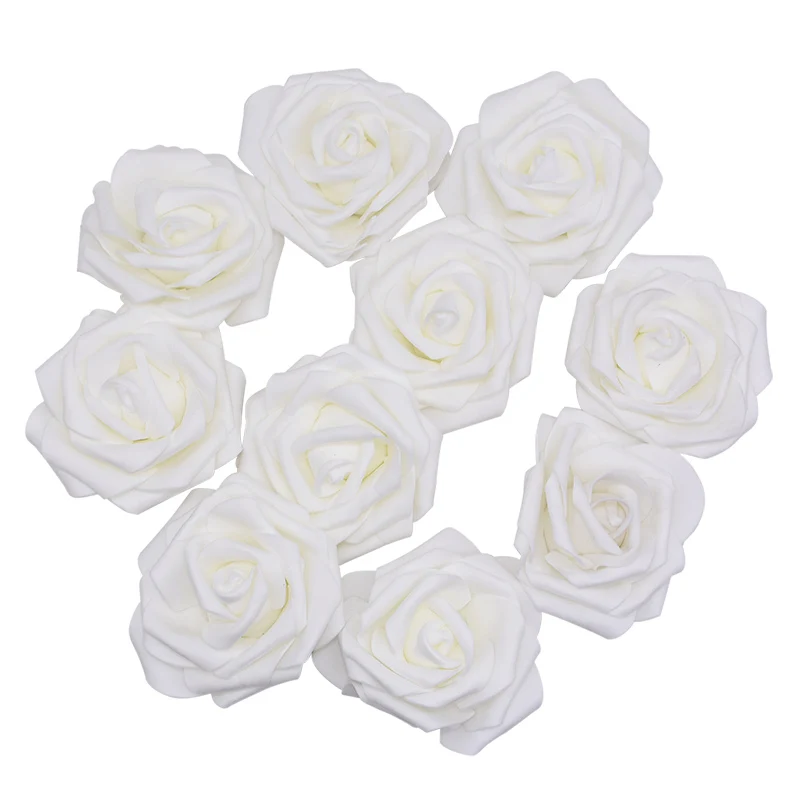 F01 White 10 шт./лот 10 см большие искусственные цветы из пены ПЭ голова розы DIY Скрапбукинг Цветочный венок Свадебная вечеринка украшения поддельные цветы - Цвет: F01 White