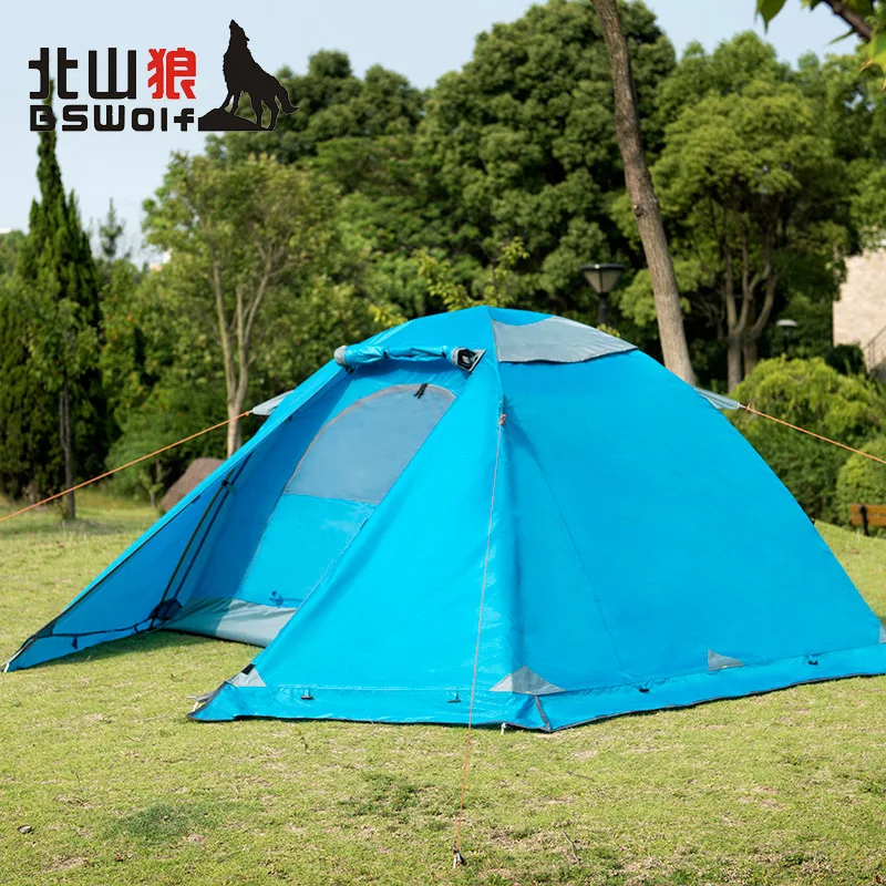 

BSWolf couple 2persons double deck aluminum pole camping tent, rainproof, windproof, professional mountaineering 4season tent