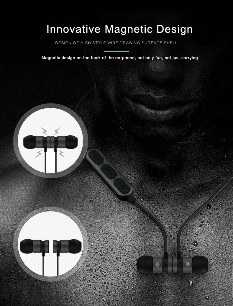 Металлические спортивные наушники Bluetooth наушники пот доказательство Магнитный наушник стерео Беспроводная гарнитура для мобильного телефона для iphone блютуз Наушники Kulaklık fone de ouvido наушники xiaomi