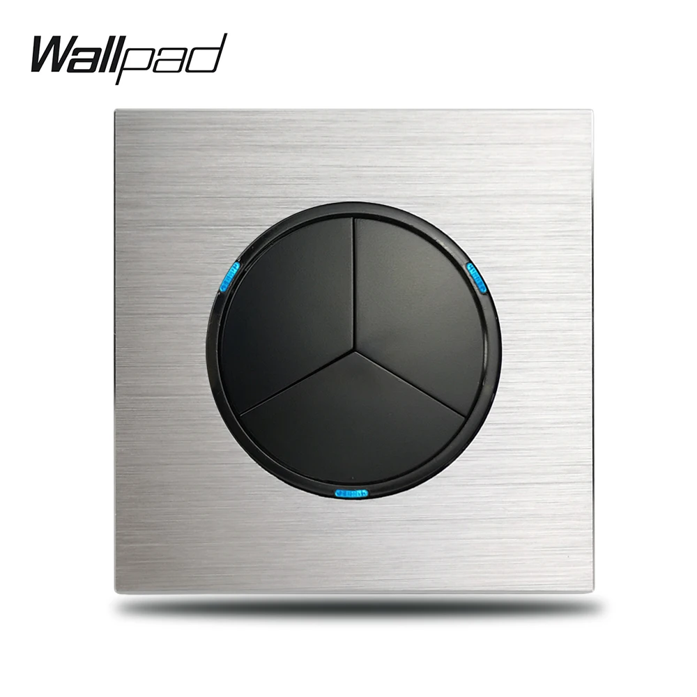 Тройной переключатель Wallpad L6 серый 3 х клавишный двухсторонний серебристый