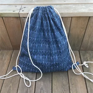 Дорожный рюкзак YILE 8910d из хлопка и льна на шнурке для книг, обуви, сумки с геометрическим принтом и стразами, темно-синий