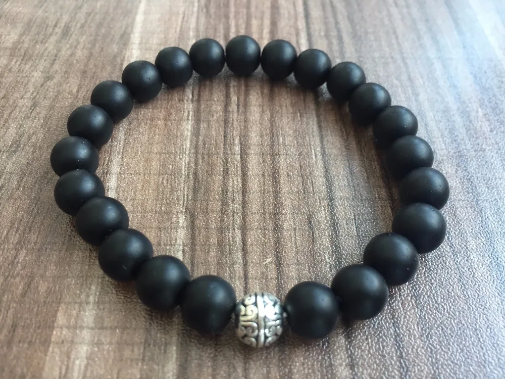 Натуральный камень 8 мм матовый черный оникс браслет бусины в стиле йомолитва Ги