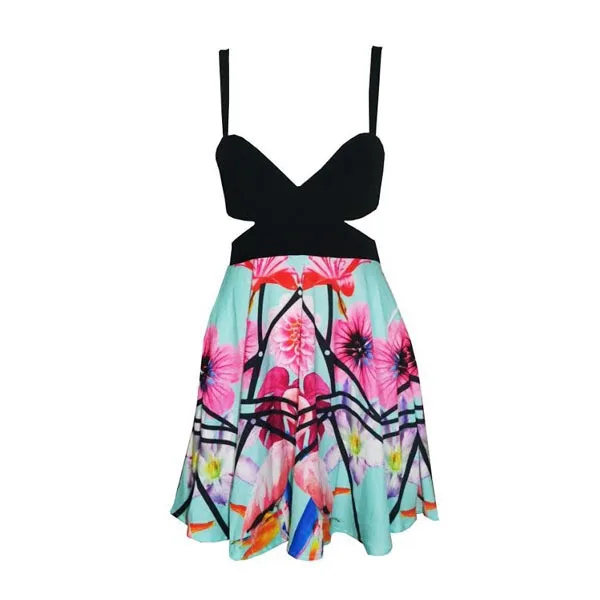 2014 New Arrival Free Shipping Brazilian Models Sexy Cross Strap Floral Printing Spaghetti Chiffon Dress|dress scarlet|dress vacationdress sleepwear