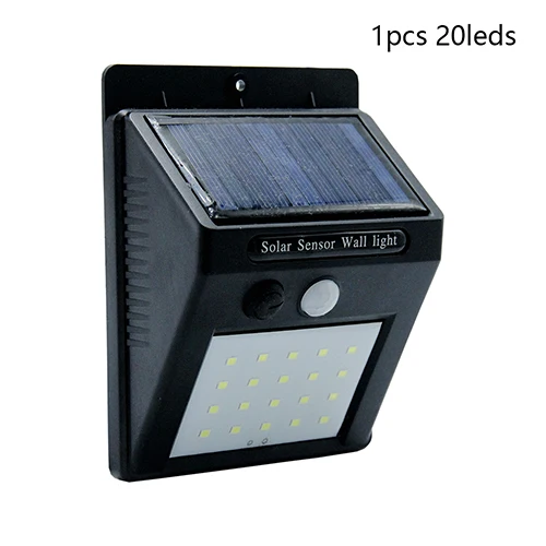 1pcs 20leds 20 30 LED Solar Light Outdoor Solar Lamp PIR Motion Sensor Solar Panel Night Security Wall Light Garden Yard Path Waterproof - Испускаемый цвет: 1pcs 20leds