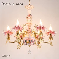 french garden luxury crystal chandelier european living room restaurant childrens princess pink ceramic chandelier