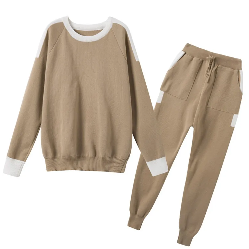 2018 Autumn Women Fashion Suits Patchwork Personality Femme Tracksuits Casual Fitness Two Piece Set Sweatshirts Pants Sets | Женская