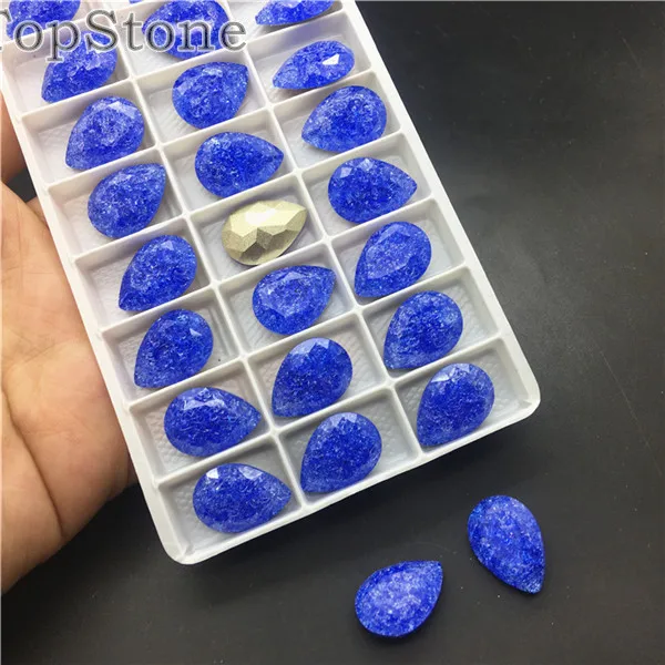 206IC Sapphire TopStone K9 Ледяной цветок 10x14 13x18 мм стеклянный кристалл в форме слезы необычный Камень Pointback капли Стразы ювелирные изделия бусины без отверстий смешанные - Цвет: 206IC Sapphire