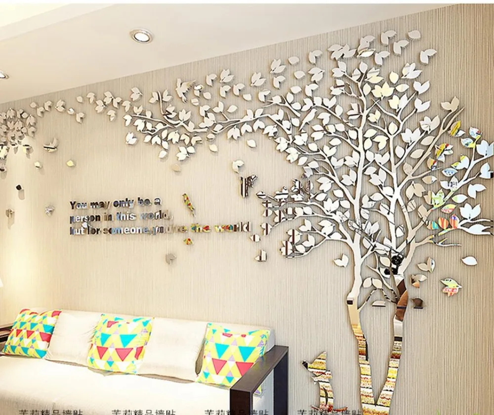 Creative 3 d tree acrylic wall stickers sitting room sofa TV setting of interior decoration | Дом и сад